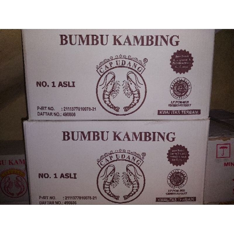 

Bumbu kambing cap udang kemasan 1kg Karton (isi karton 12kg)