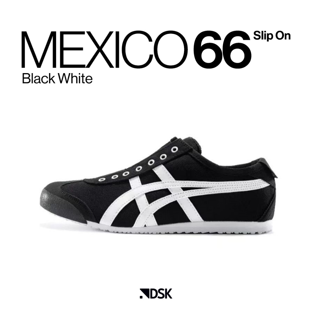 Onitsuka Tiger Slip on Mexico 66 Black White 100% Original Sepatu Slip on Pria Wanita Sepatu Ori Mur