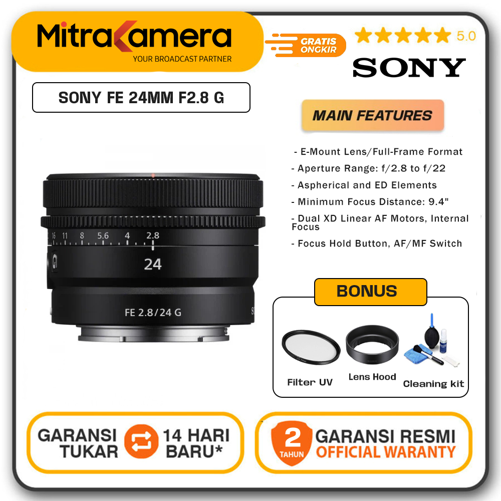 Sony FE 24mm F2.8 G Full Frame / Lensa Sony