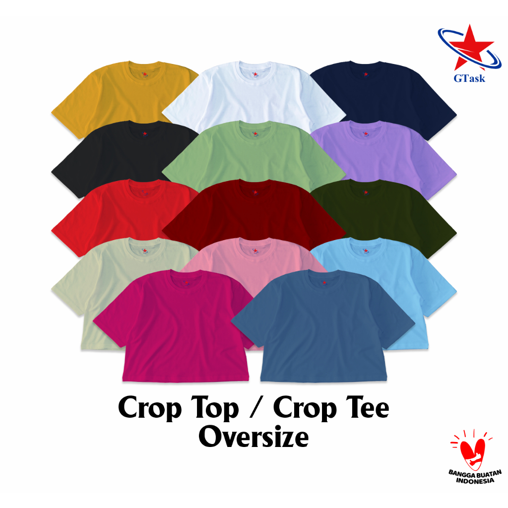 Baju Kaos Crop Top Oversize Polos | Baju Crop Tee Oversized | Kaos Basic Wanita Dewasa Style Korea V