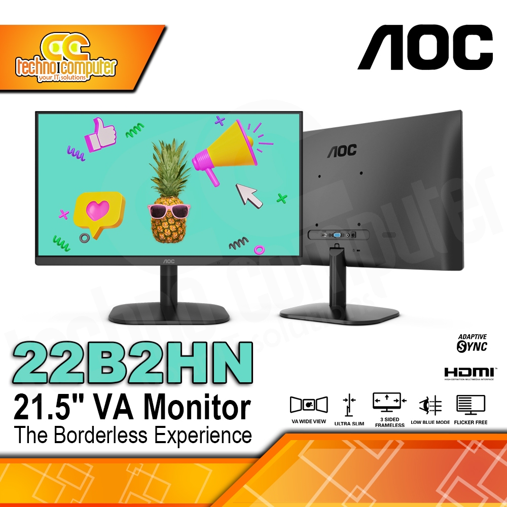 MONITOR AOC 22B2HN LED Monitor - 22 inch, FHD (1920 X 1080), VA, 75Hz, 7ms