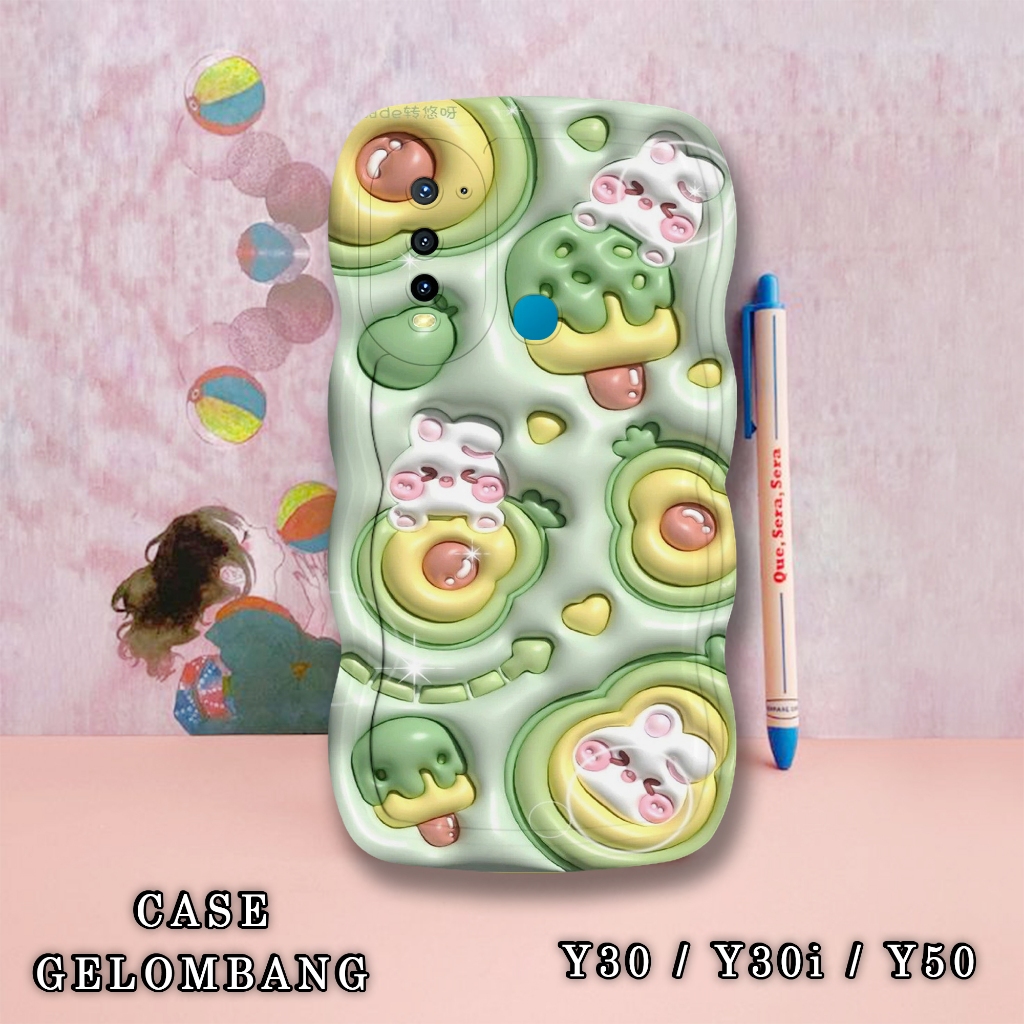 Soft Case GELOMBANG Hp Vivo Y30 - Y30i - Y50 - Case Pro Camera - Fashion Case Motif Wallpaper 3D - C