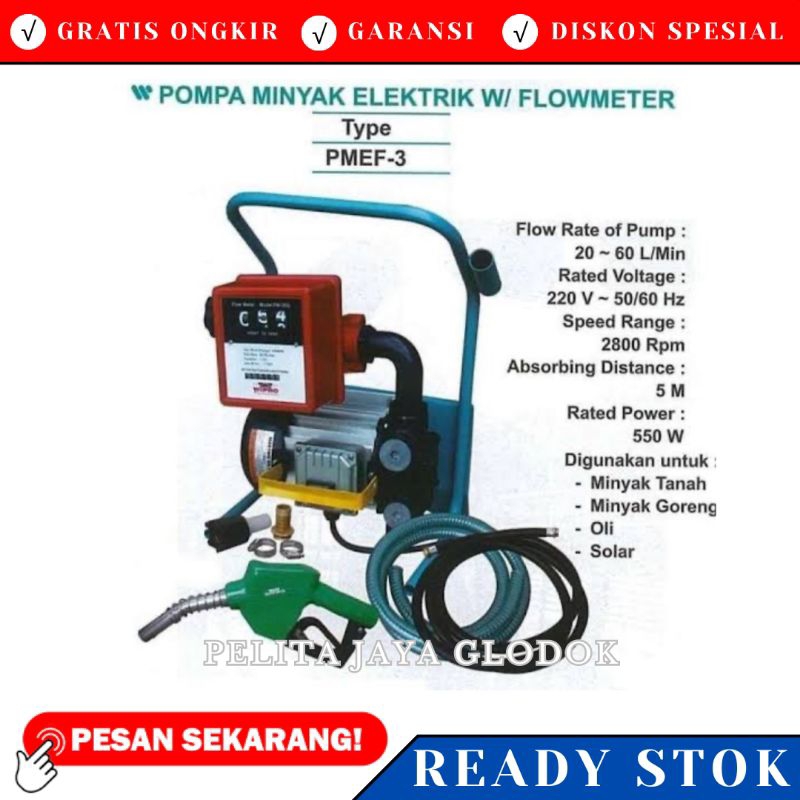 Pompa Minyak Oli Solar Elektrik with flow meter WIPRO PMEF3 ORIGINAL