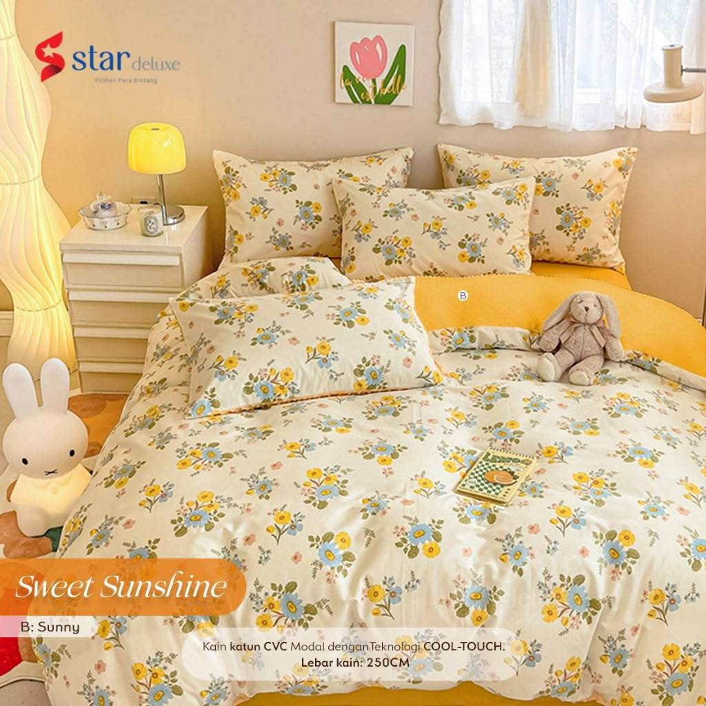 Sprei Katun STAR SWEET SUNSHINE | Sprei Home Industry dari Katun CVC Premium | Sprei Uk.90,100,120,1