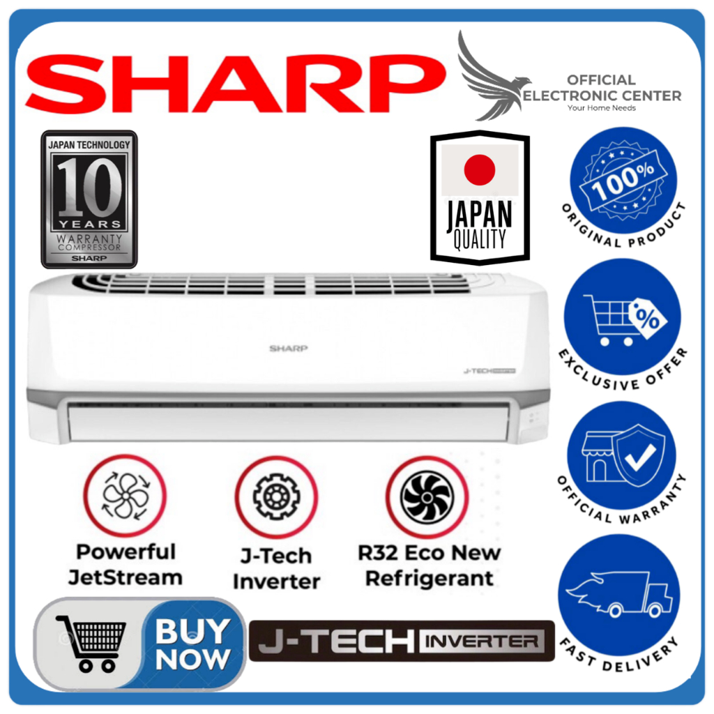SHARP AC INVERTER 1 PK AH-X10ZY X10BEY X10 POWERFUL JETSTREAM COOLING AC 1PK LOW WATT INVERTER SHARP