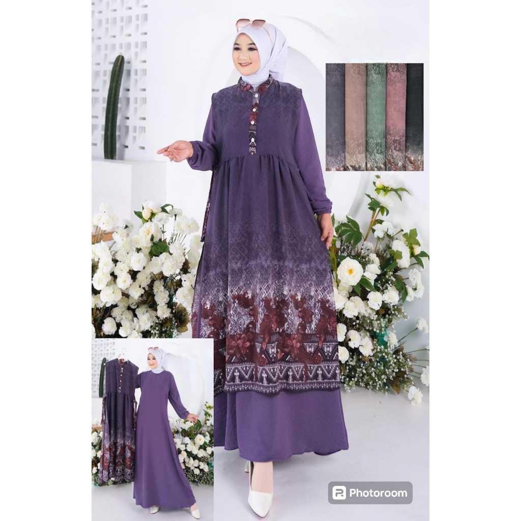 Setelan Gamis  rompi viral model terbaru 2024 | Setelan rok crinkle | Setelan rok | Fashion Muslim
