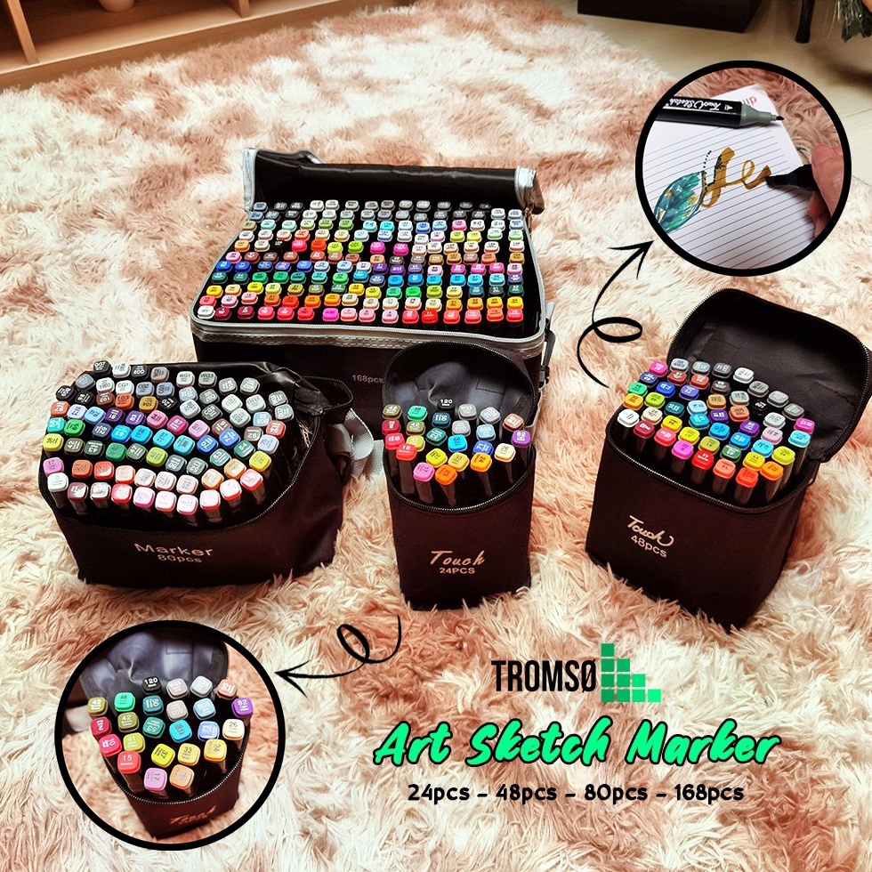

KODE E4C9 Tromso Art Sketch Marker Spidol Gambar Dua Sisi 24 48 8 168 pcs