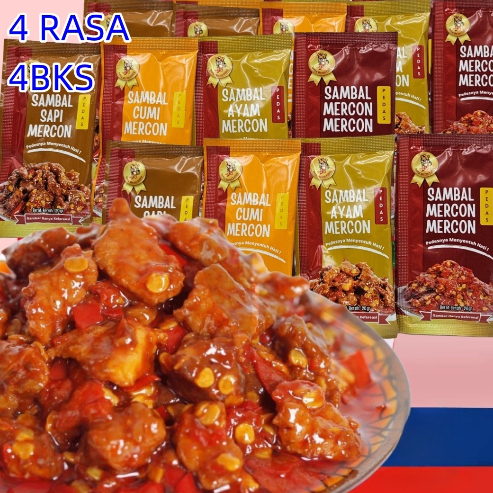 

Sambal Mercon keliling 2Gr SET 4 LEBIH HEMAT SAMBAL CUMI AYAM SAMBEL SAPI Mercon lauk instan