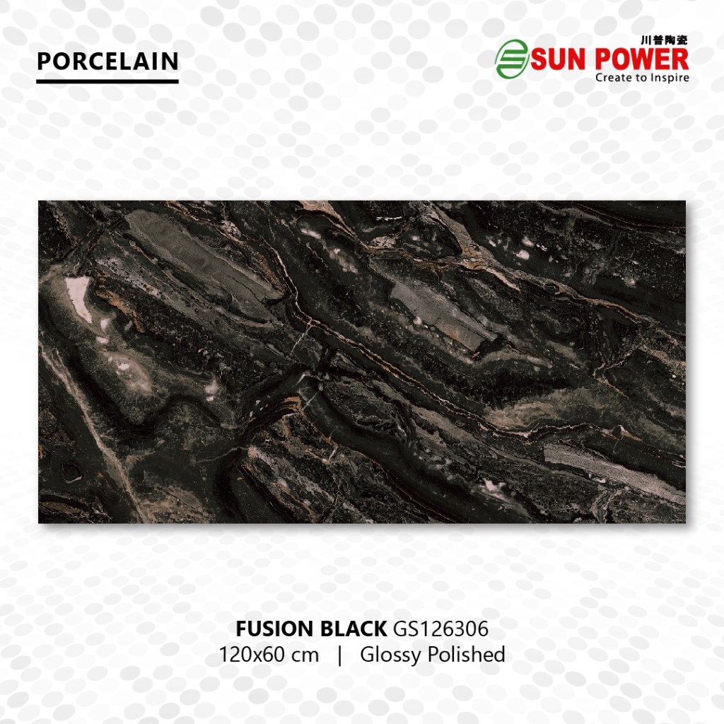 Granit Lantai Glossy Polished - Fusion Black 120x60 | Sun Power