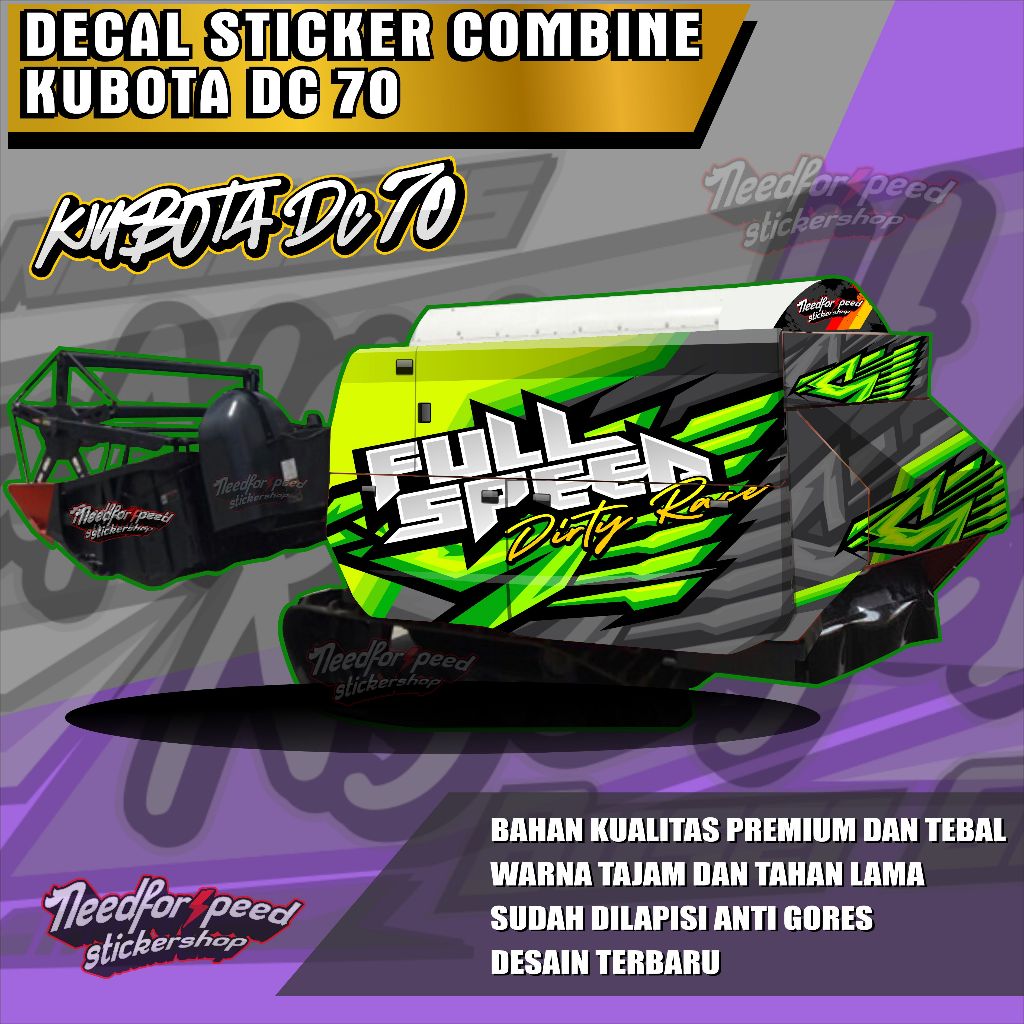 STIKER DECAL COMBINE HARVESTER KUBOTA DC 70