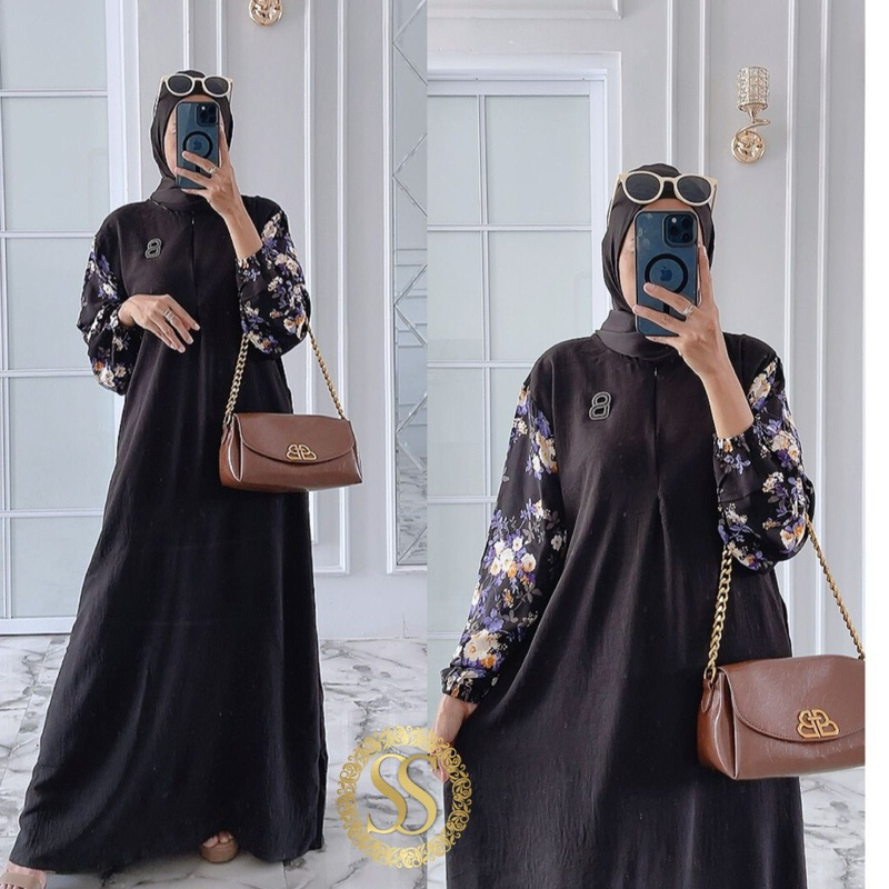 SENJA DRESS / GAMIS MUSLIM KOMBINASI MOTIF / DRESS MUSLIM WANITA