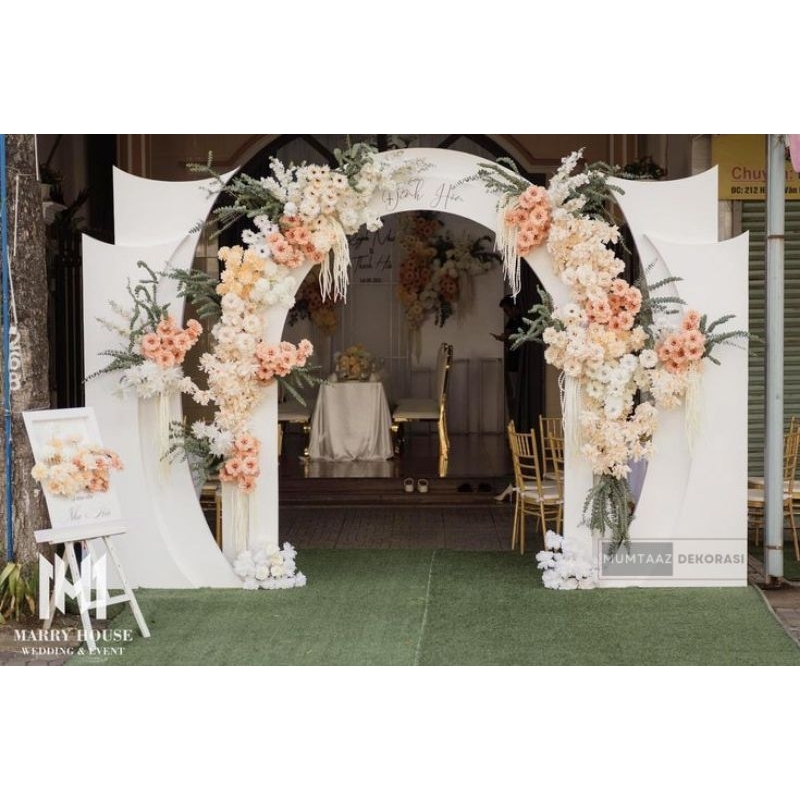 pergola pintu masuk dekorasi, pergola gate masuk dekorasi pelaminan pernikahan