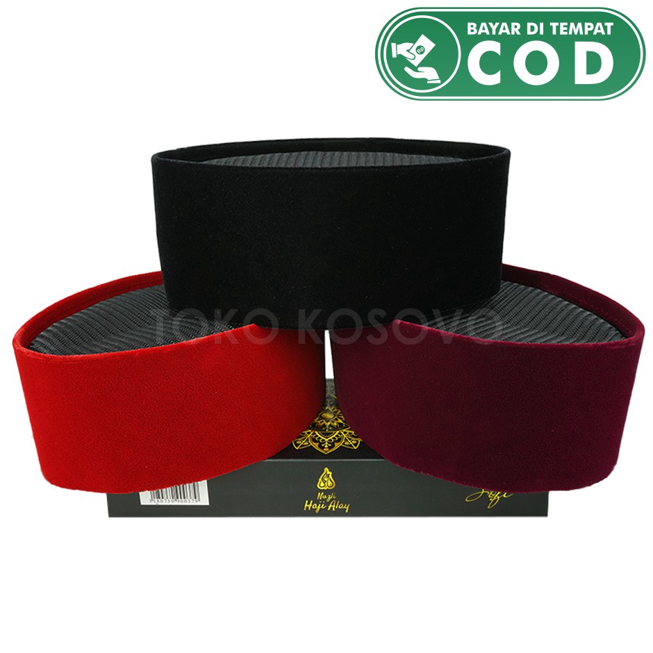Paling Keren  Songkok FULL AC HAJI ALAY Tinggi 7 8 9 1 Kopiah Ful Warna Hitam Maroon Merah Polos Pec