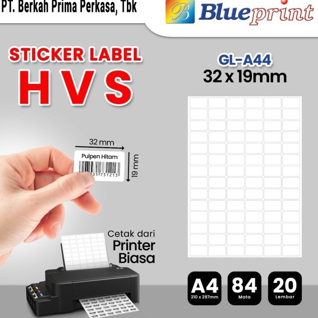 

Best Delivery Kertas Stiker Label HVS Doff A4 BLUEPRINT Uk 32 x 19 mm 2 lembar