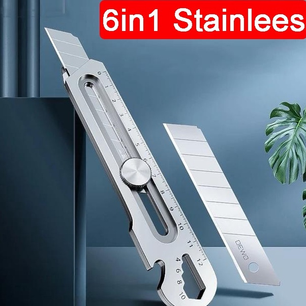 

Grosir Terbaik 6in1 Pisau Cutter 18mm multifungsi baja cuter besi stainless besar 1pc mata pisau cutter pisau pemotong kertas