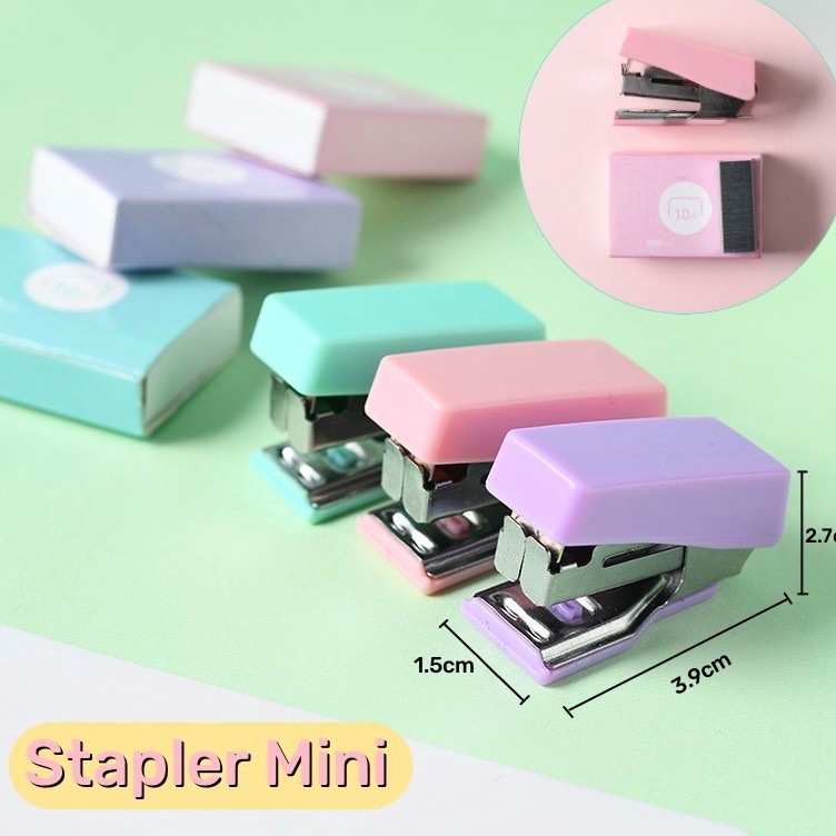 

Pusat Pembelian Stapler sekolah 1 Mini stapler set Staples kecil perlengkapan kantor mengikat logam kreatif Unik lucu anak bonus isi untuk pelajar