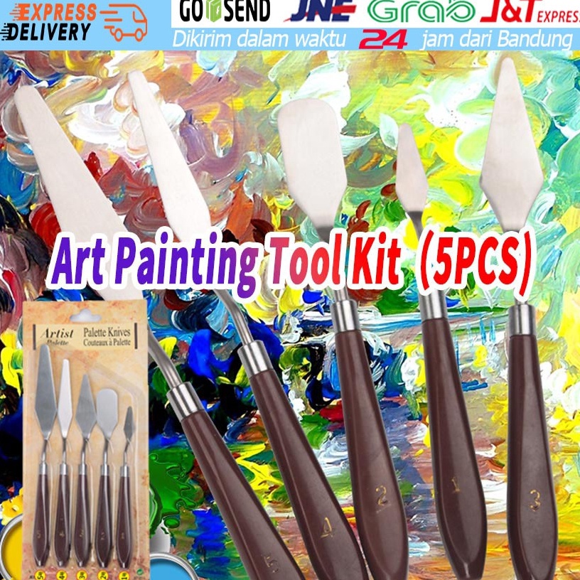 

ART R98G ISI 5PCS Pisau Palet Painting Knife Paint Knife Spatula Dekorasi Kue Lukis Ukir Palette Knife