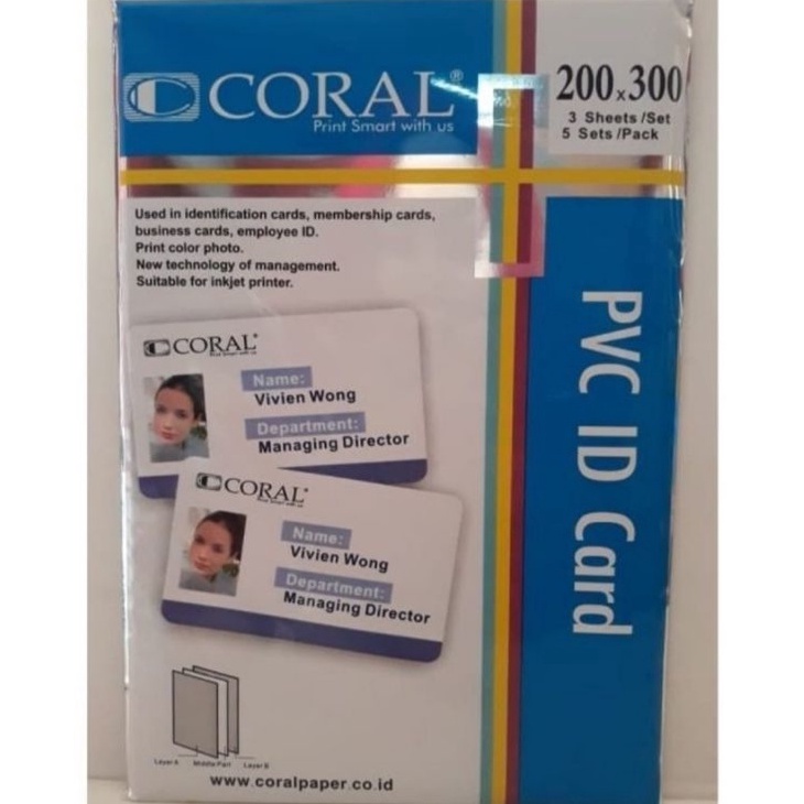 

SALE Kertas PVC Bahan ID Card Instan Coral A4 isi 5 lembar