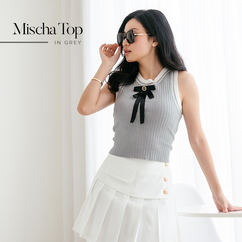 [DEAROLIN] Mischa Top | Atasan Crop Wanita Tank Top Crop Summer Basic Tanktop Knit Rajut Cewek