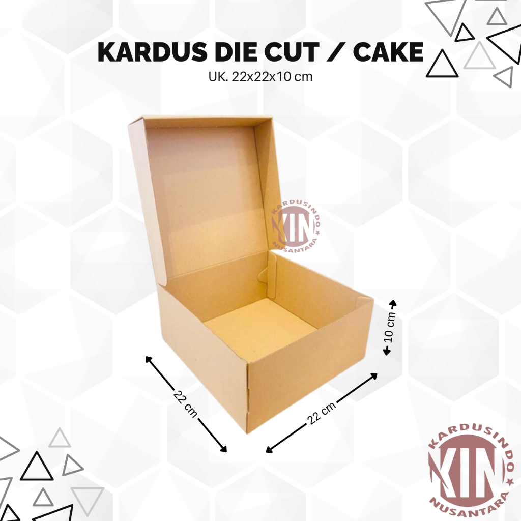 

kardus Die Cut, kue, cake Polos baru Uk 22x22x10cm, Baru