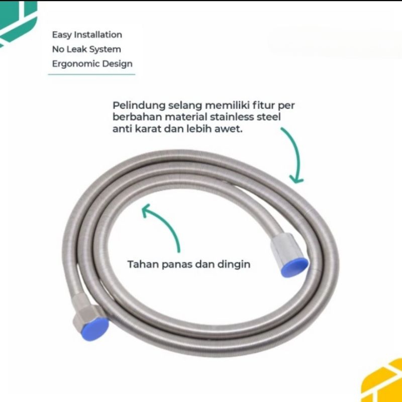 Selang Shower Fleksibel Selang Fleksible Stainless 150 cm Sambungan Shower