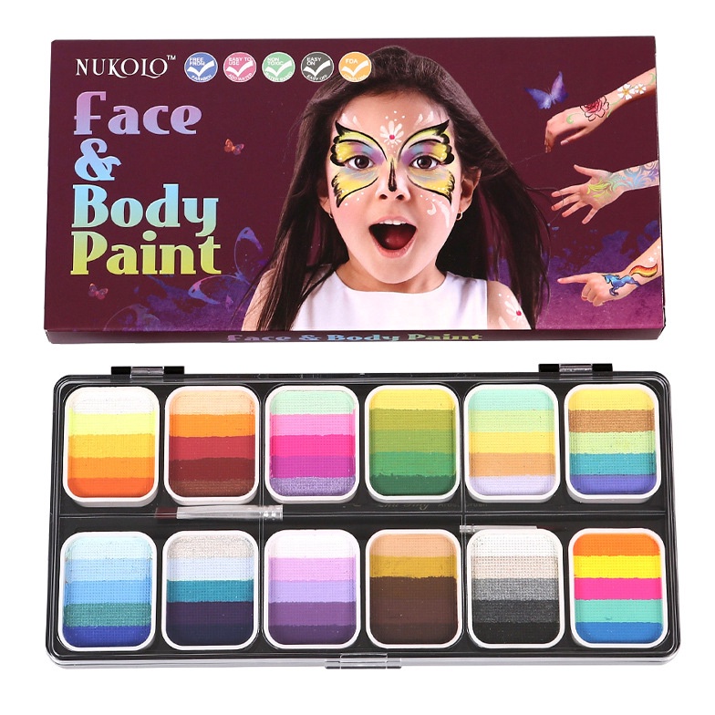 

KODE S7Q2 Cat Air Wajah Anak yang Larut dalam Air dengan Cepat dan Set Kit Lukis Wajah