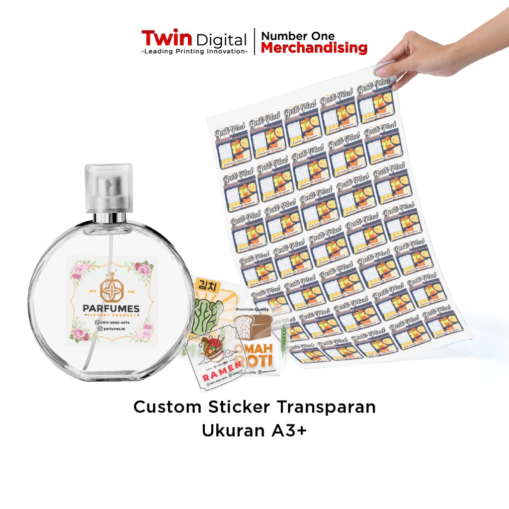 

Twindigital Custom Sticker Transparan Label Makanan Segel Minuman Anti Air - Sticker Transparan A3