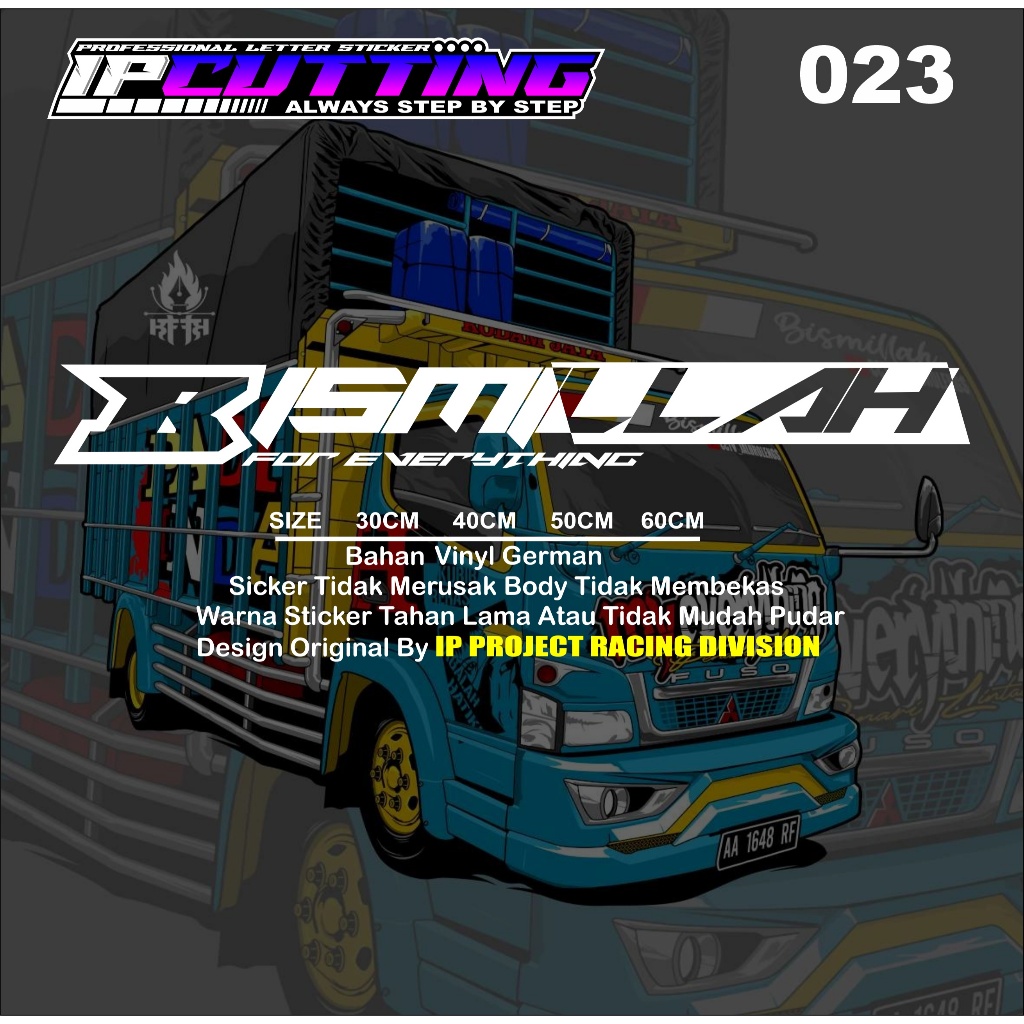 Stiker truk bismillah variasi kaca mobil pickup granmax carry truk canter giga cutting stiker kaca b