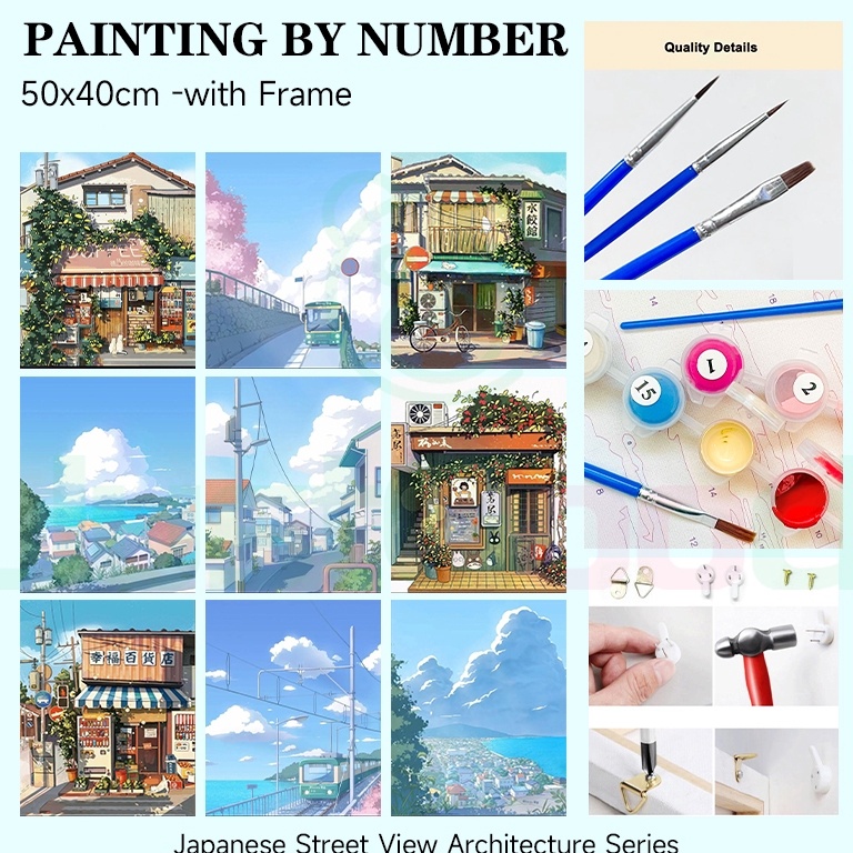 

ART E37H ReadyPaint By Number 5x4cm Adegan jalanan Jepang series Landscape A Paint By Number Painting By Numbers Diy Paris Alam Art Set Melukis
