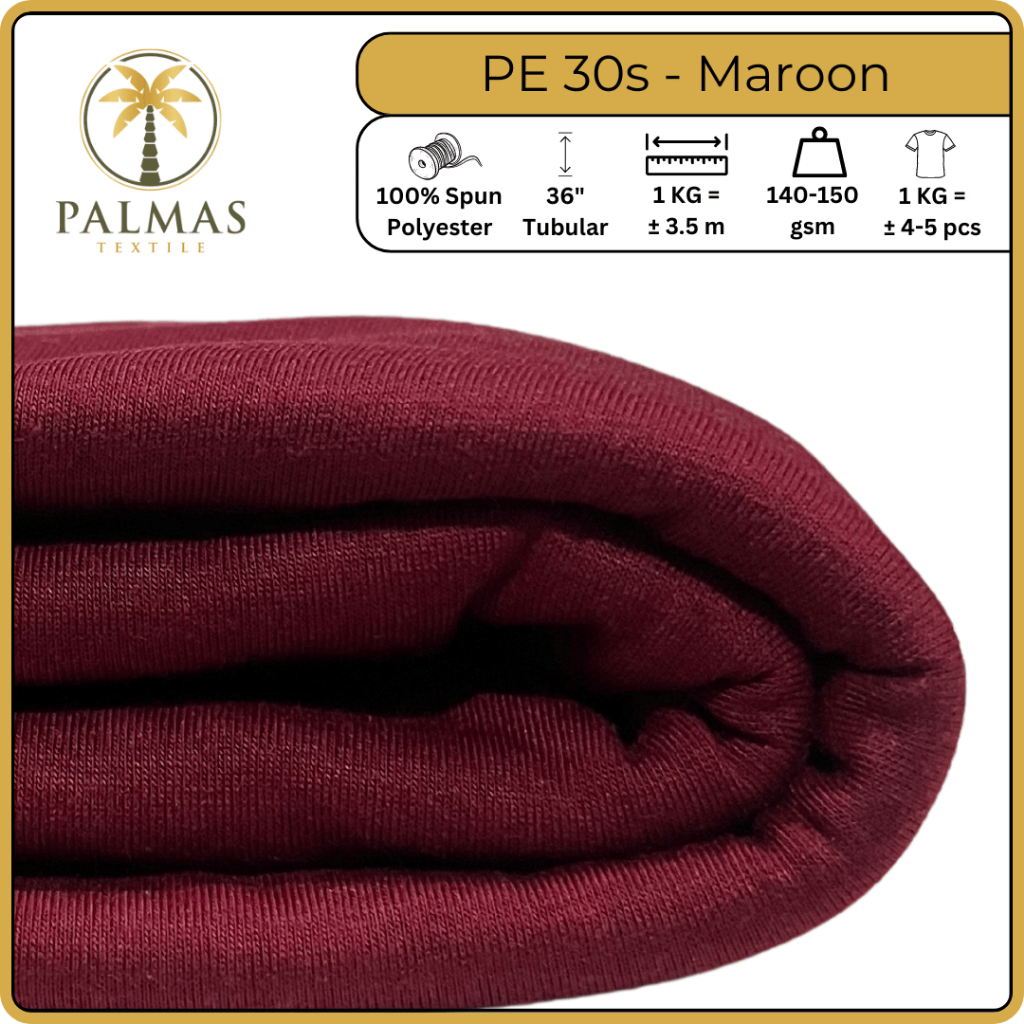 Kain PE 30s - Maroon (Bahan Kaos)