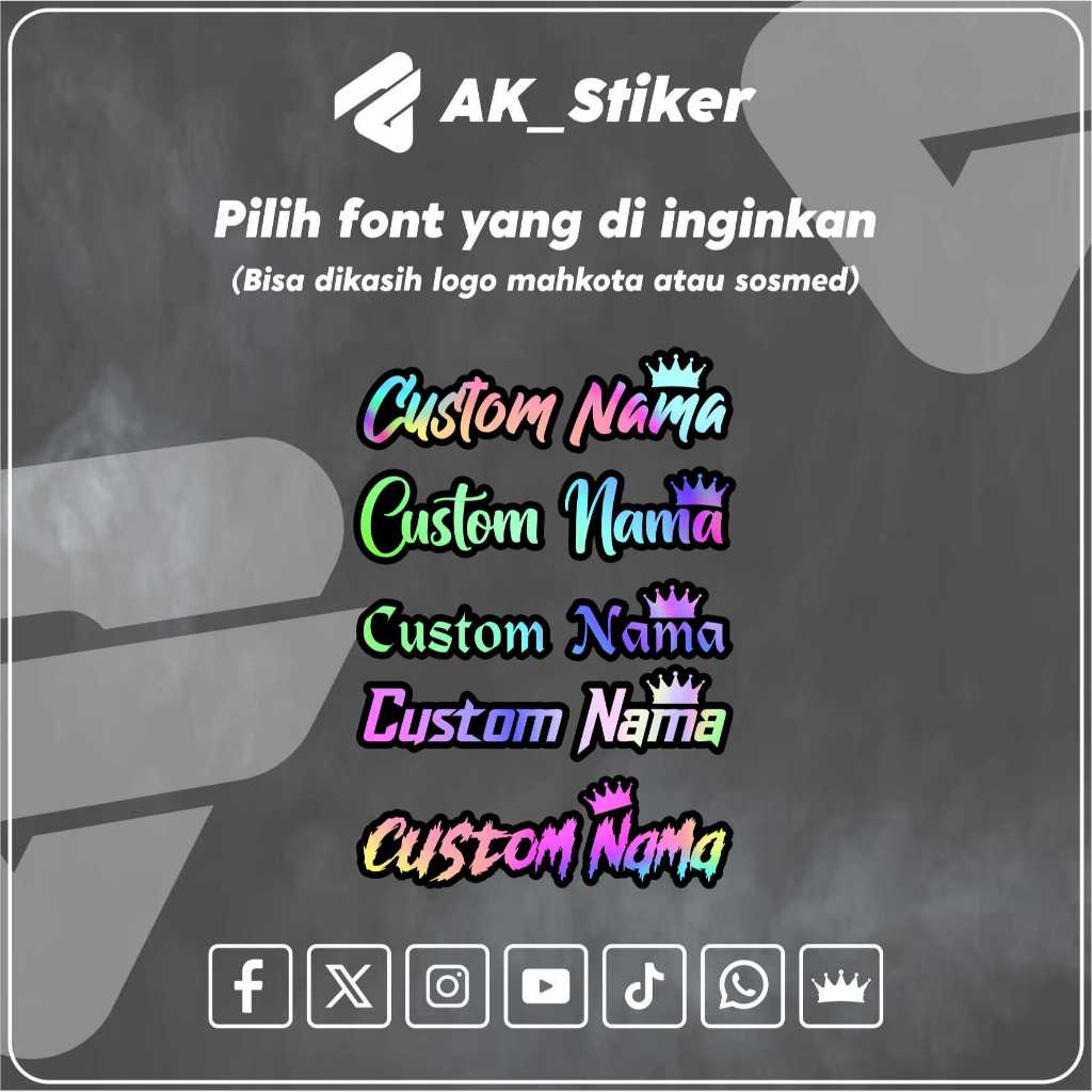 

STIKER NAMA HOLOGRAM DAN WARNA TULISAN BEBAS CUTTING STICKER NAMA CUSTOM TERMURAH SATU HARI JADI!!!