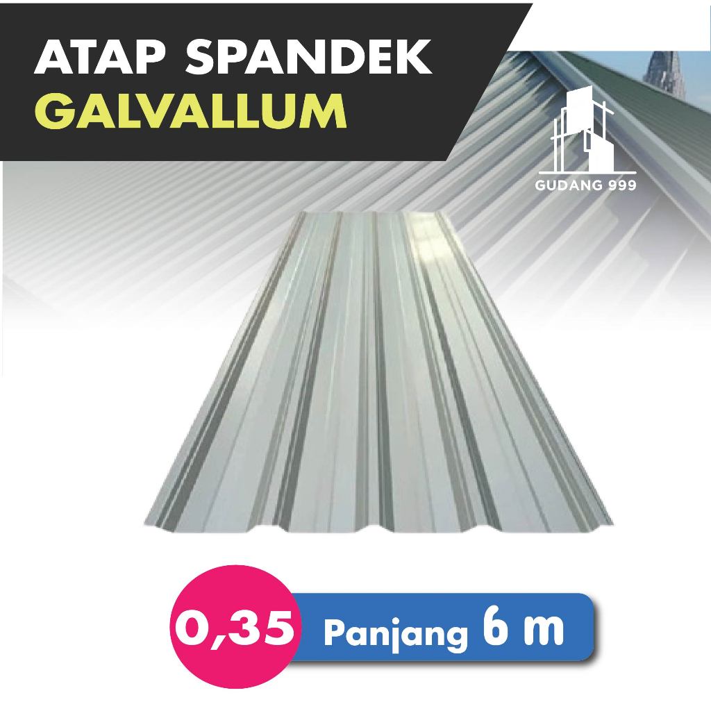 Atap Spandek 0,35 mm x 6 m / Spandeck / Atap Galvalum / Seng Atap