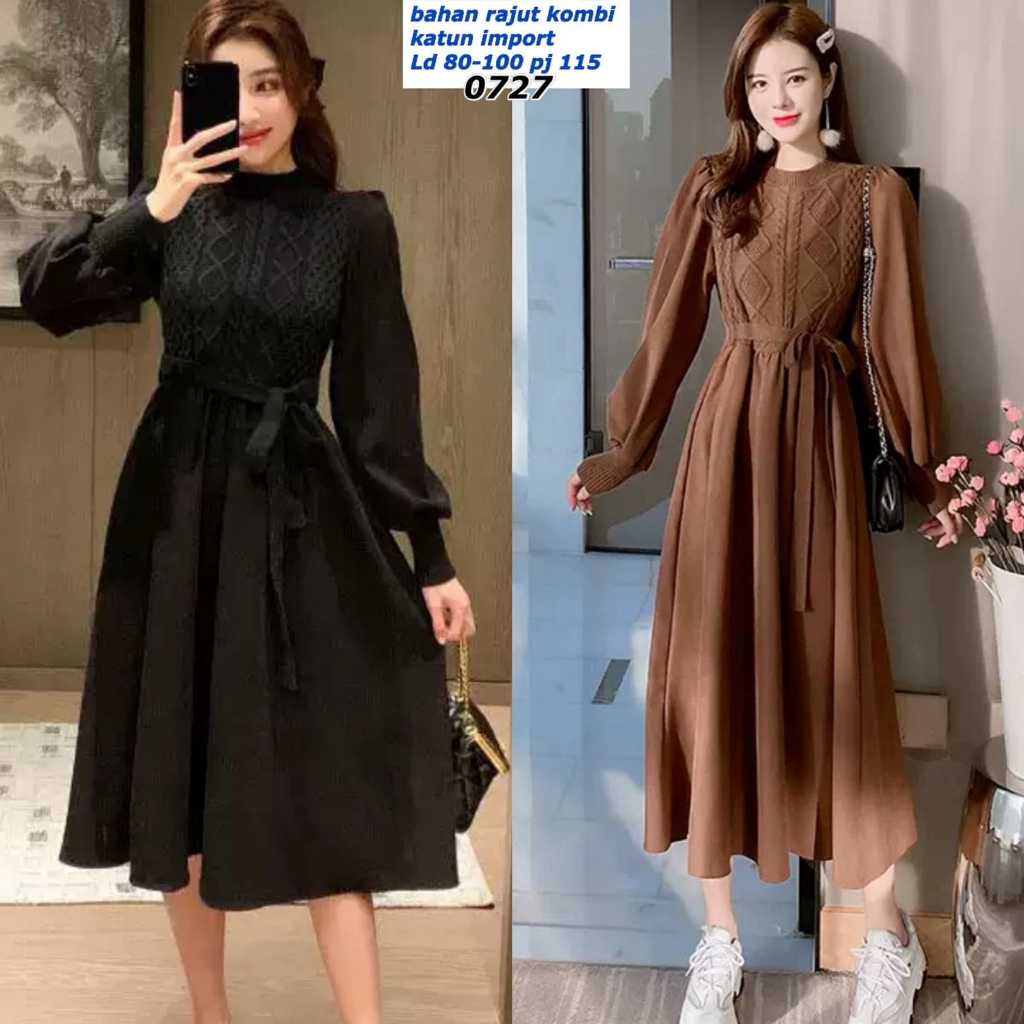 REALPIC.IMPORT PREMIUM 0727 5E DRESS RAJUT KNIT JUMBO BIGSIZE BKK DV