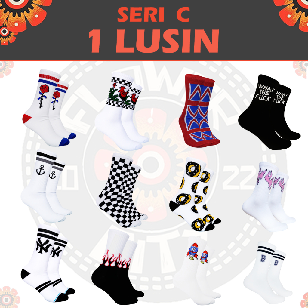 Kaos kaki Oldschool KHUSUS 1LUSIN 1MOTIF Seri C (Campur) FC