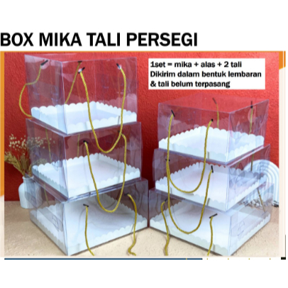 

Kotak Mika Handle Tali Box Mika Tali Jinjing Kemasan Hantaran 20x20x16cm