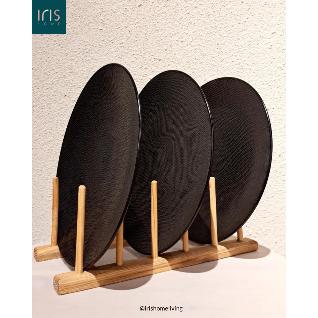 (Black Decal Dinner Plate) 1PCS Piring Makan Besar/Piring Saji/Piring Keramik Polos Hitam