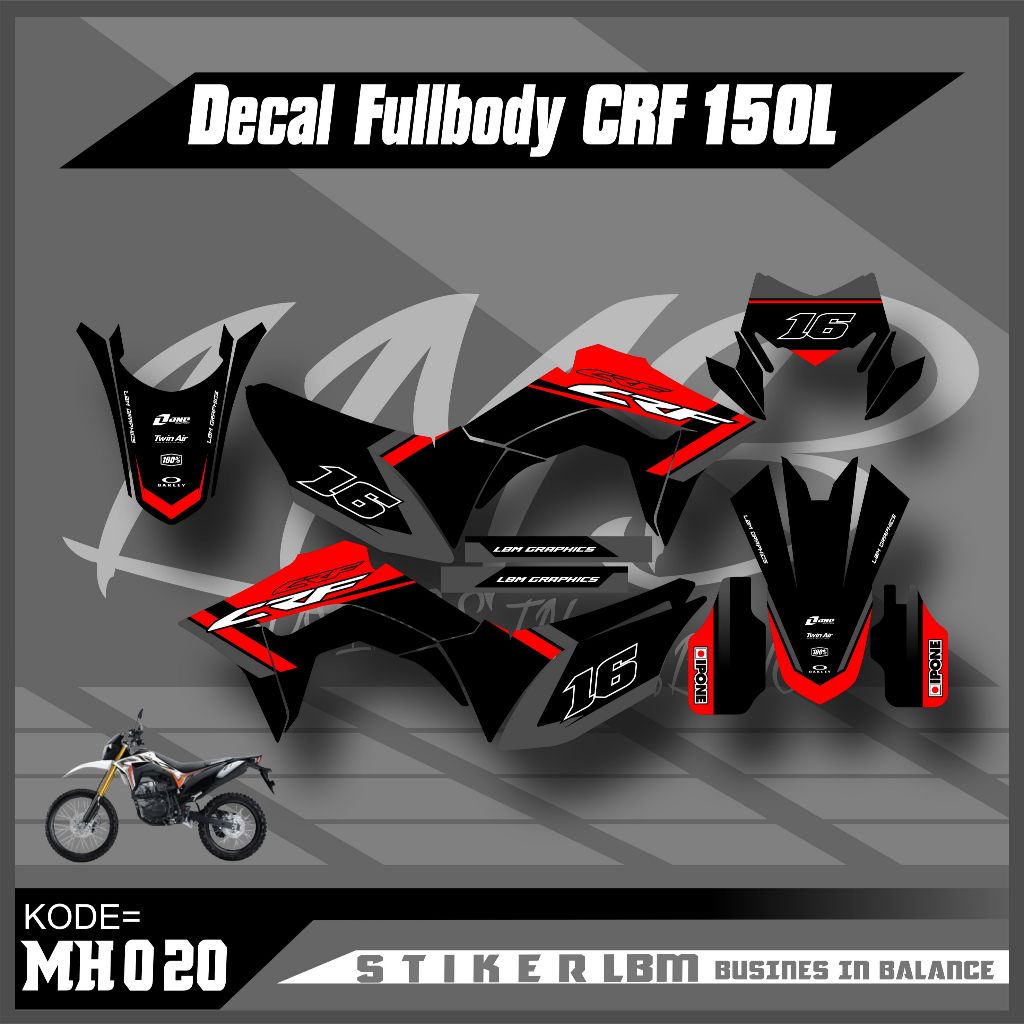 DECAL HONDA CRF 150 L FULLBODY STIKER FULBODY MOTOR CRF VARIASI WARNA KODE MH020