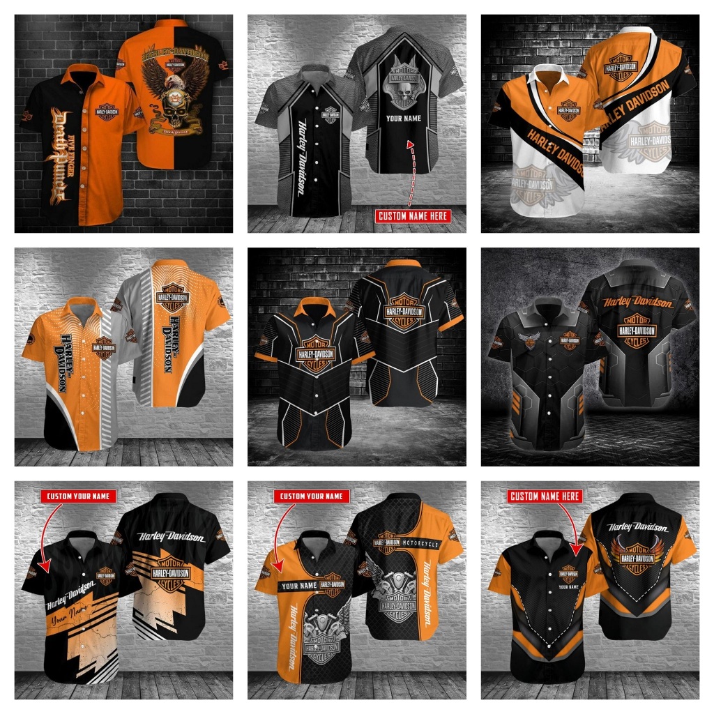 BAJU KEMEJA PRIA DEWASA LENGAN PENDEK HARLEY DAVIDSON CUSTOM DESIGN FULL PRINTING SUBLIMATION ARTB05