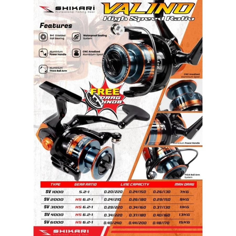REEL PANCING SPINNING SHIKARI VALINO POWER HANDLE GRATIS KNOB