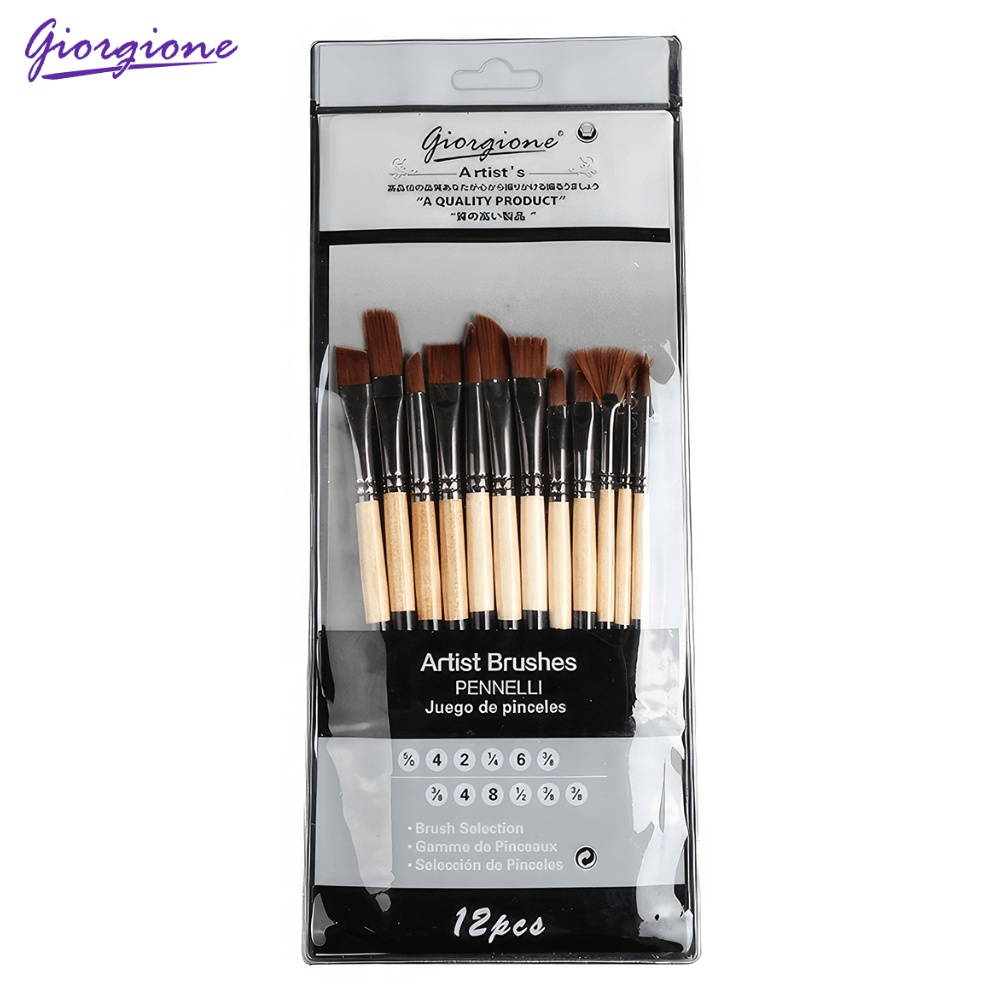 

KODE H2V9 Giorgione Kuas Lukis Paint Brush Set Nylon 12pcsSet V12PP