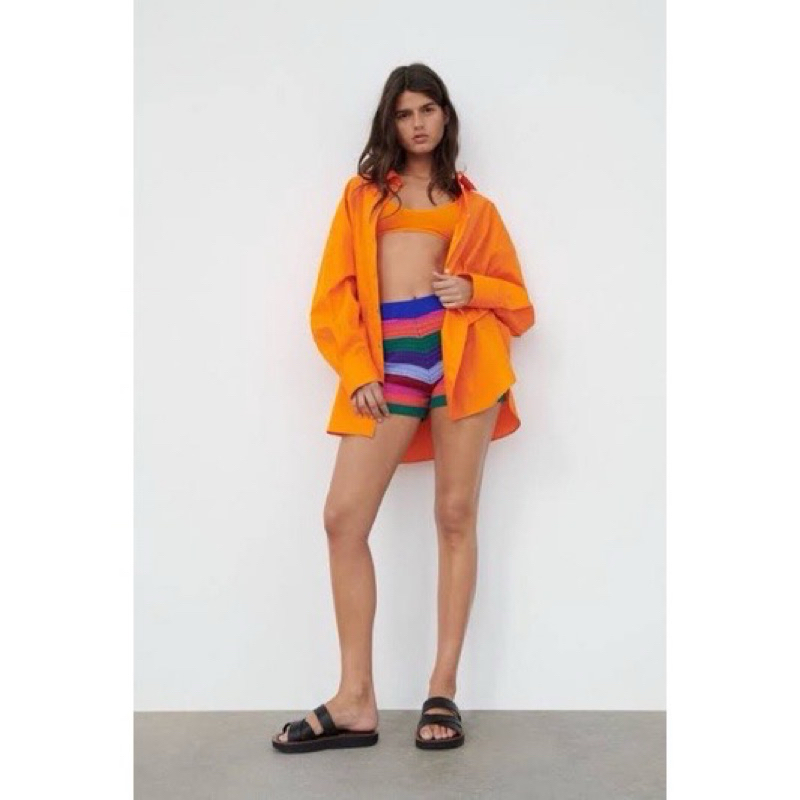 zara poplin shirt orange