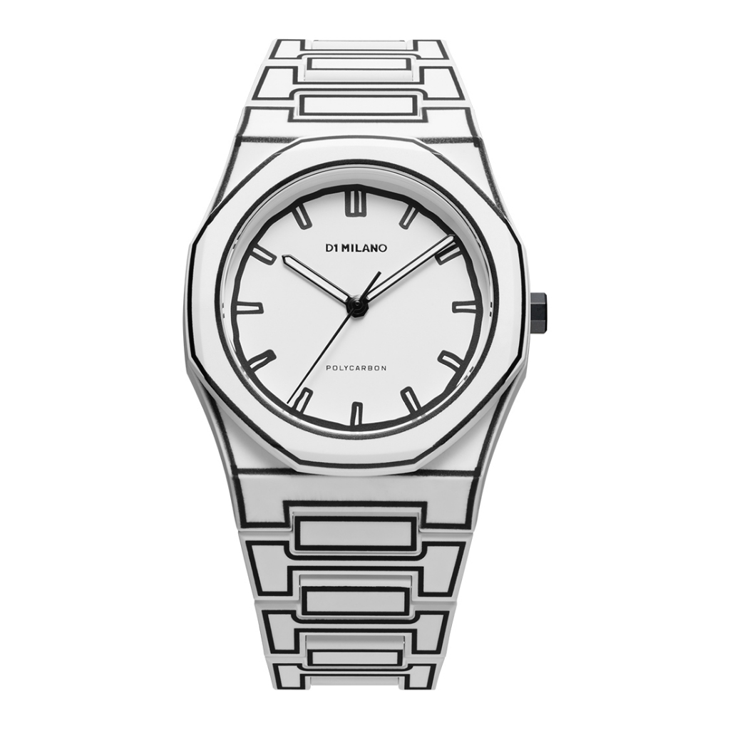 Jam Tangan D1 Milano Polycarbon White Sketch 40.5mm D1-PCBJ34