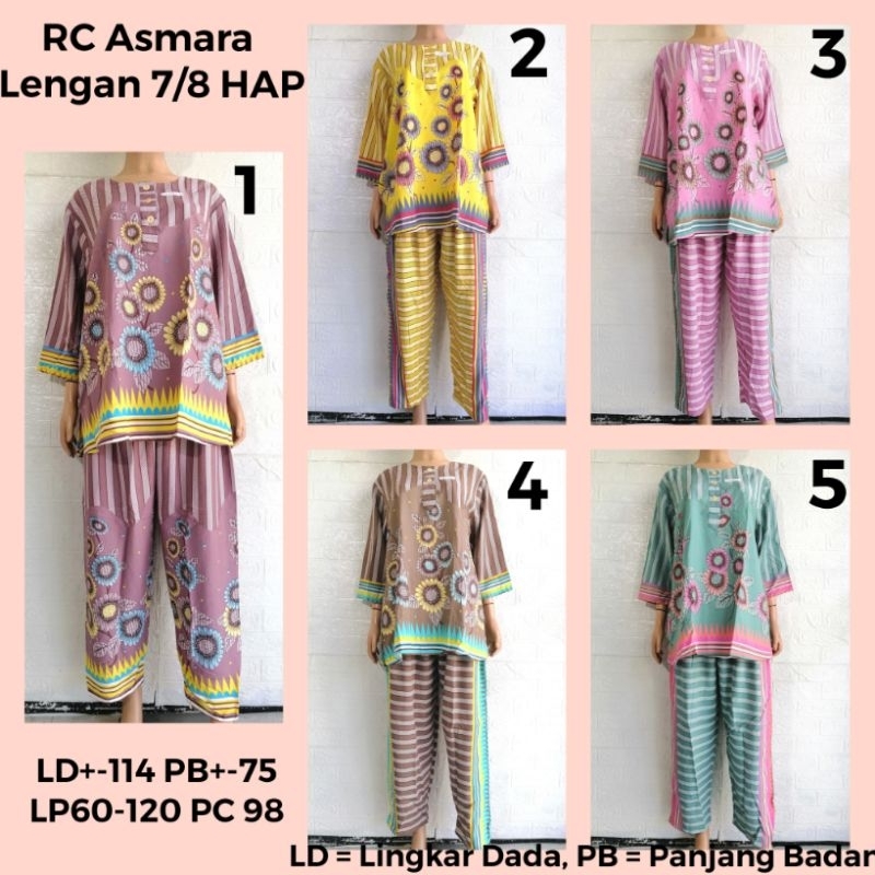 SETELAN RC ASMARA LENGAN 7/8 HAP CELANA PANJANG BU TEJO SRYA