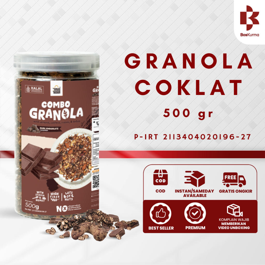 

Grainnola 500 gr Dark Chocolate - Granola Oatmeal Premium TIMUR TENGAH