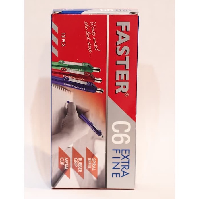 

KODE N1K3 Faster Ballpoint Pulpen C6 7 mm isi 12 pcs black blue