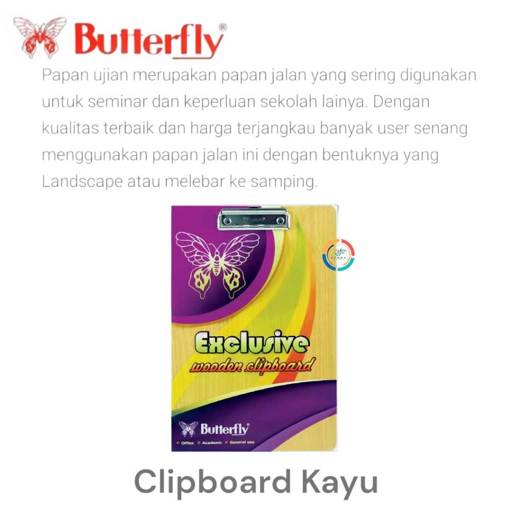 

Butterfly Clipboard Wooden Papan Jalan /Kayu (F4)