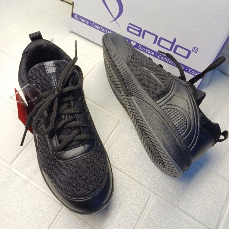 Sepatu sekolah Ando adrna tali hitam polos