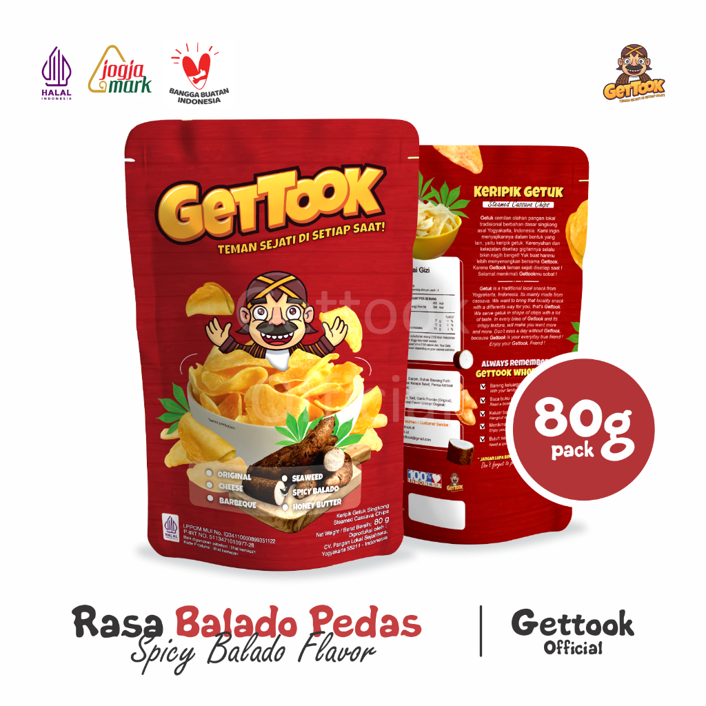 

Gettook Keripik Getuk Singkong 80g Rasa Spicy Balado