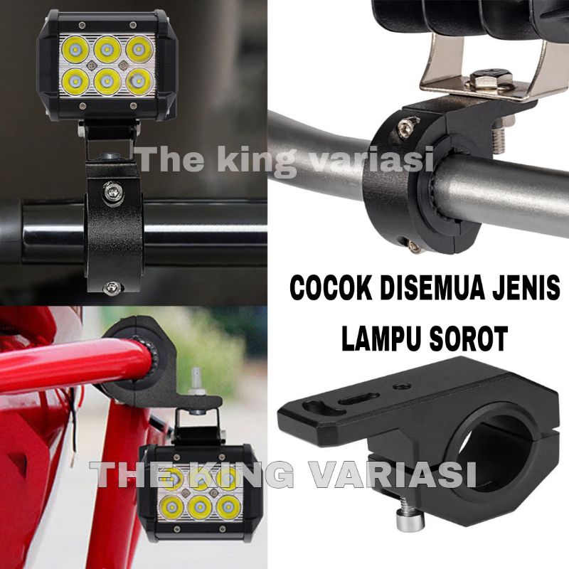 BREAKET DUDUKAN LAMPU STANG MOTOR UNIVERSAL BAHAN ALLMU PADAT ANTI KARAT / BREAKET LAMPU / DUDUKAN L
