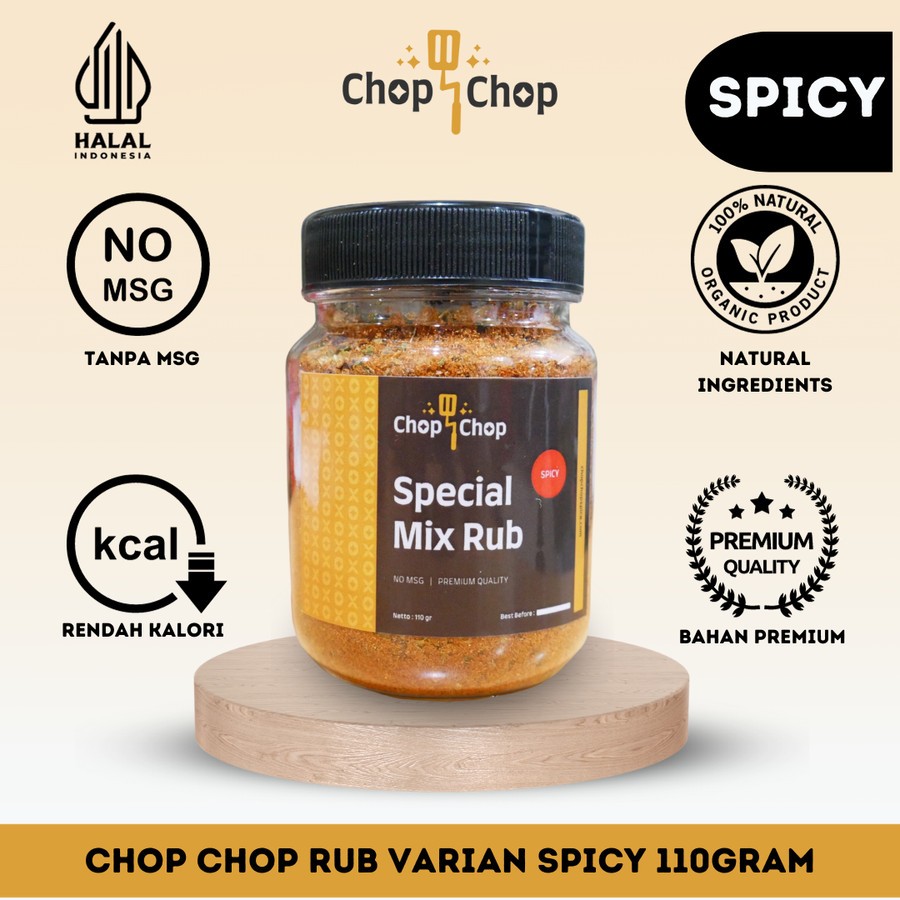 

Chopchop Special Mix Rub Spicy Bumbu Marinasi Rendah Kalori/diet Serbaguna 110gr